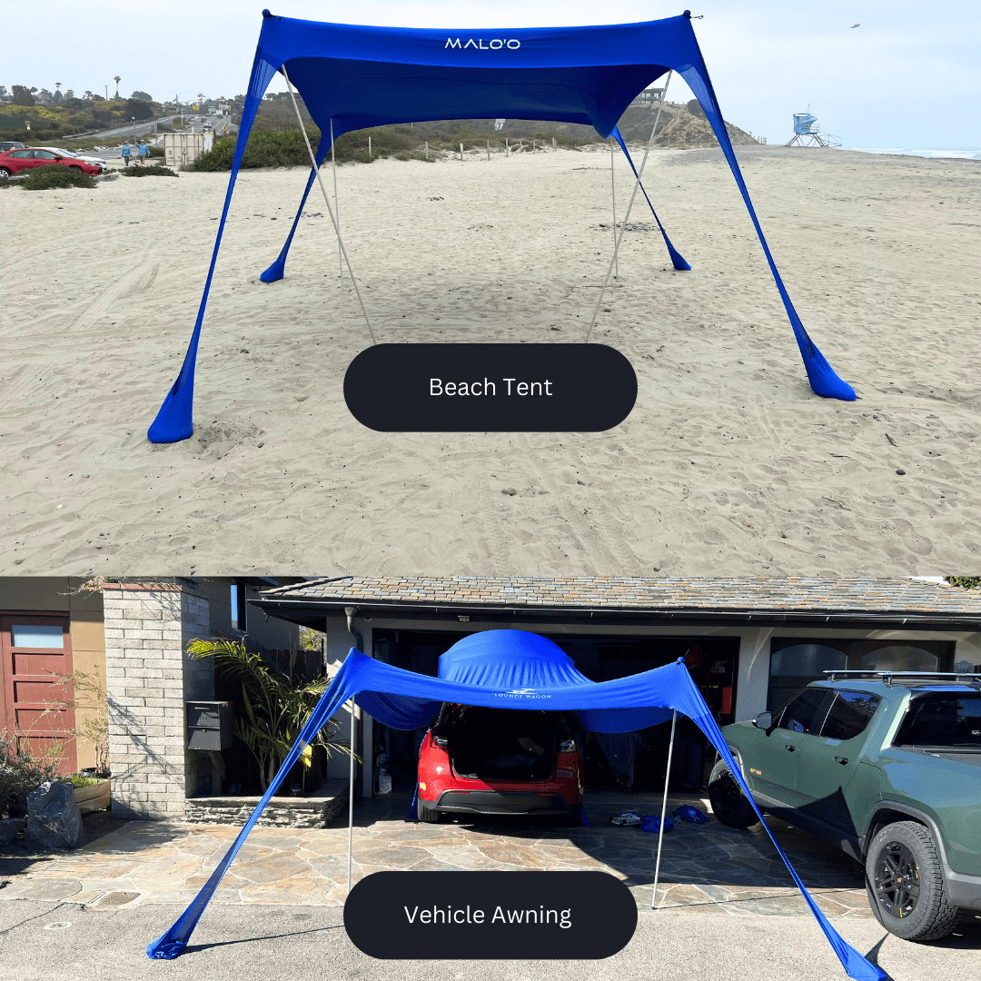 DualShade™ 10x10 - Instant beach shade. Vehicle - ready awning - Malo'o Racks