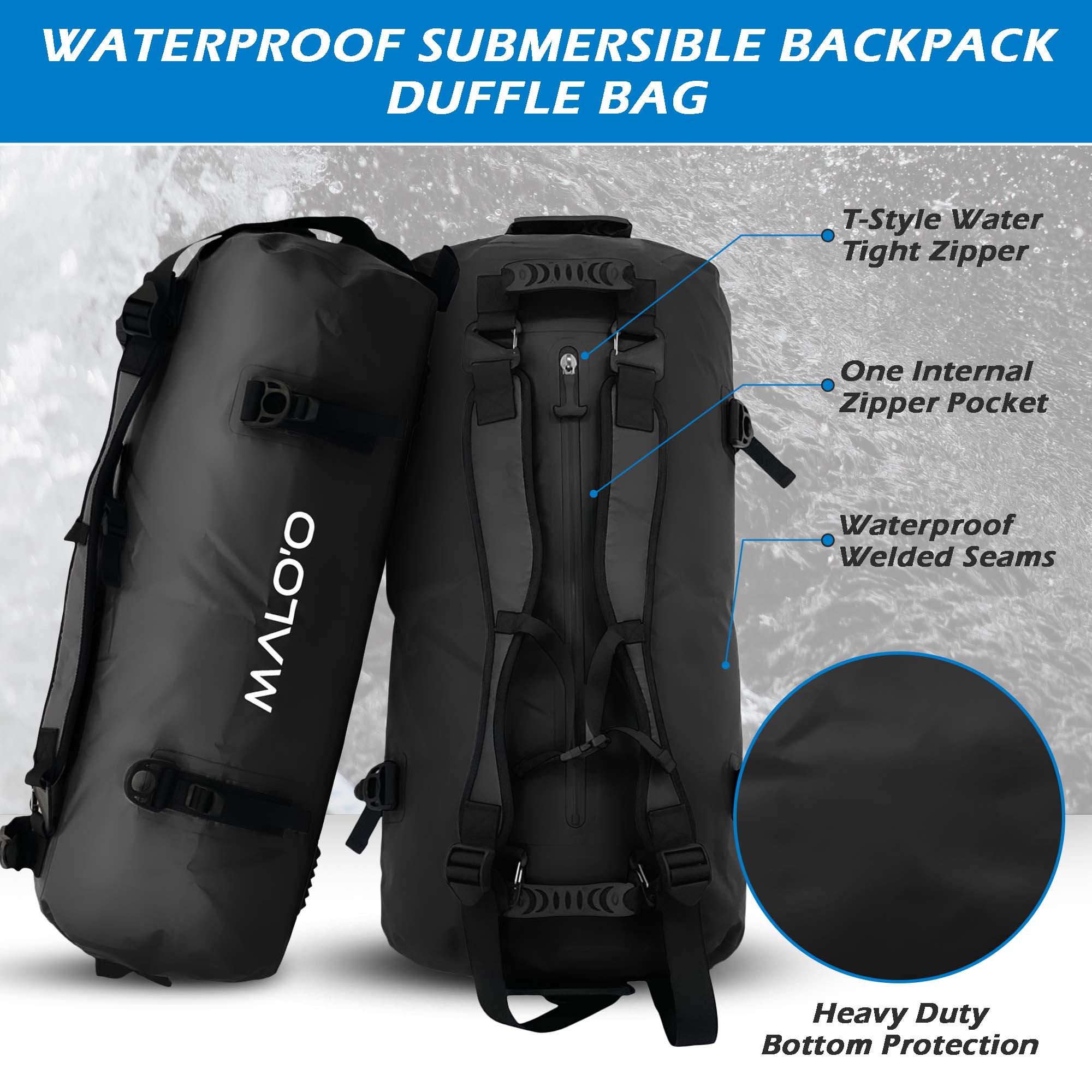 DryPack 60-90 Liter Airtight Waterproof Backpack Duffle – Malo'o Racks