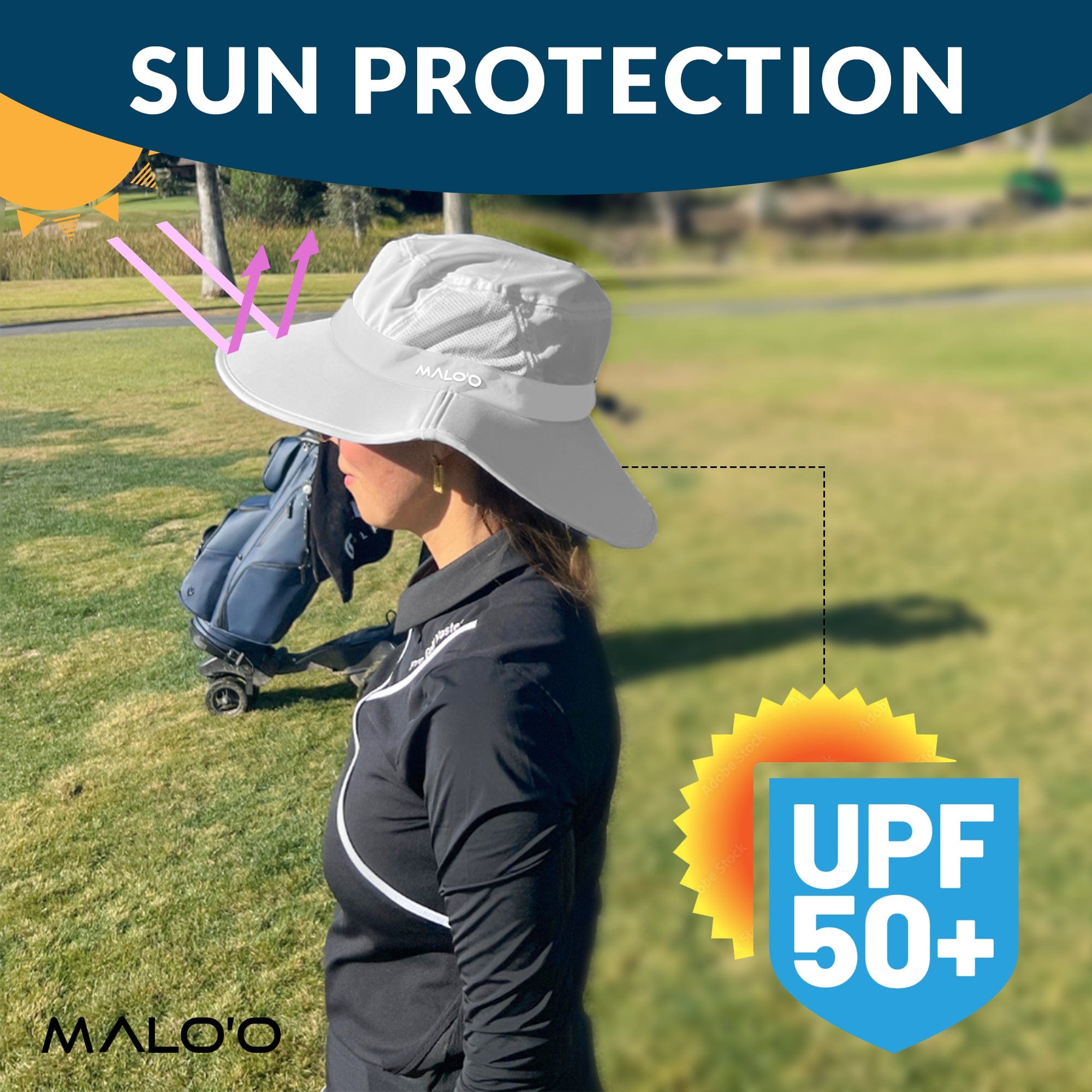 Malo'o Racks Papale Golf Hat - Sun Protection