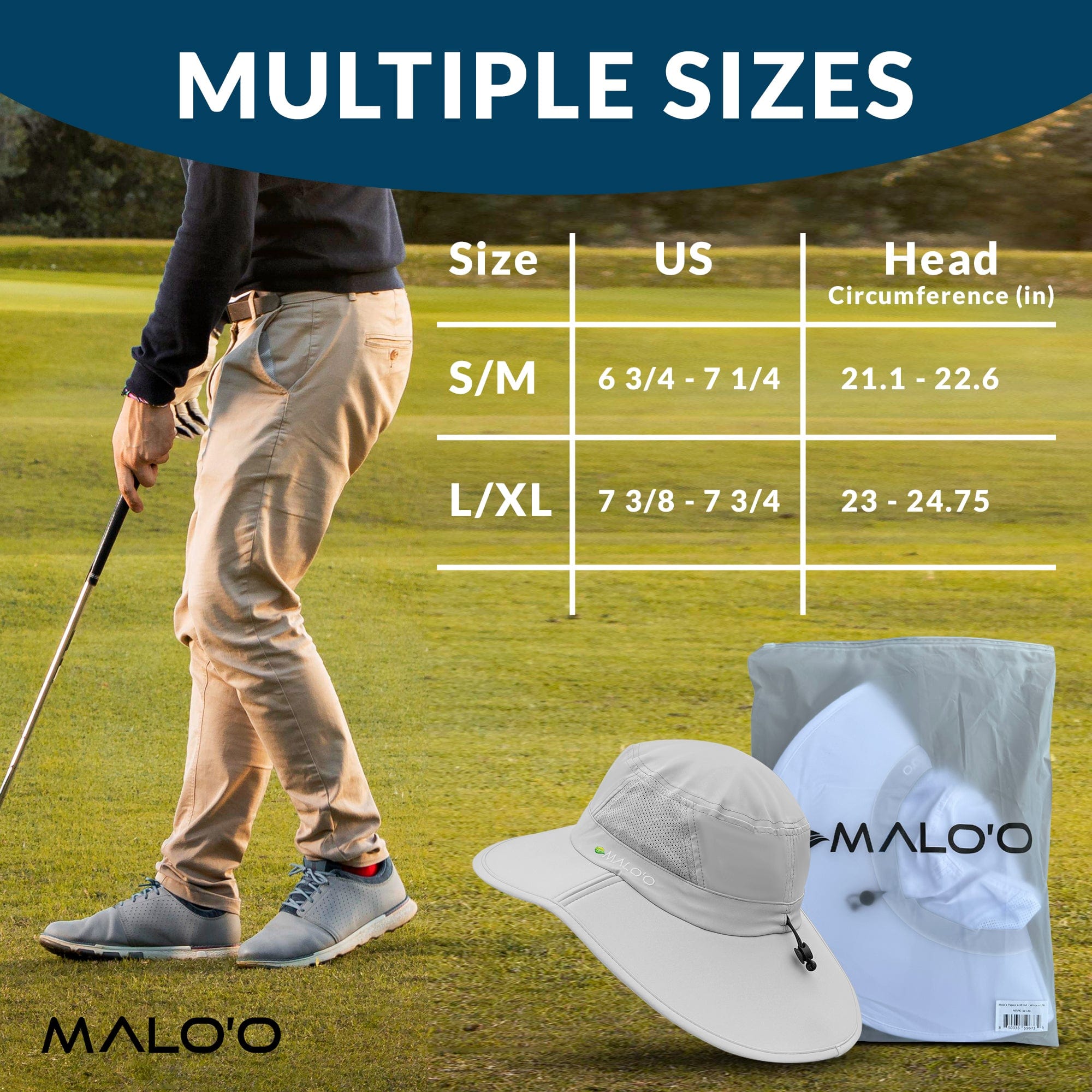 Malo'o Racks Papale Golf Hat - Sun Protection