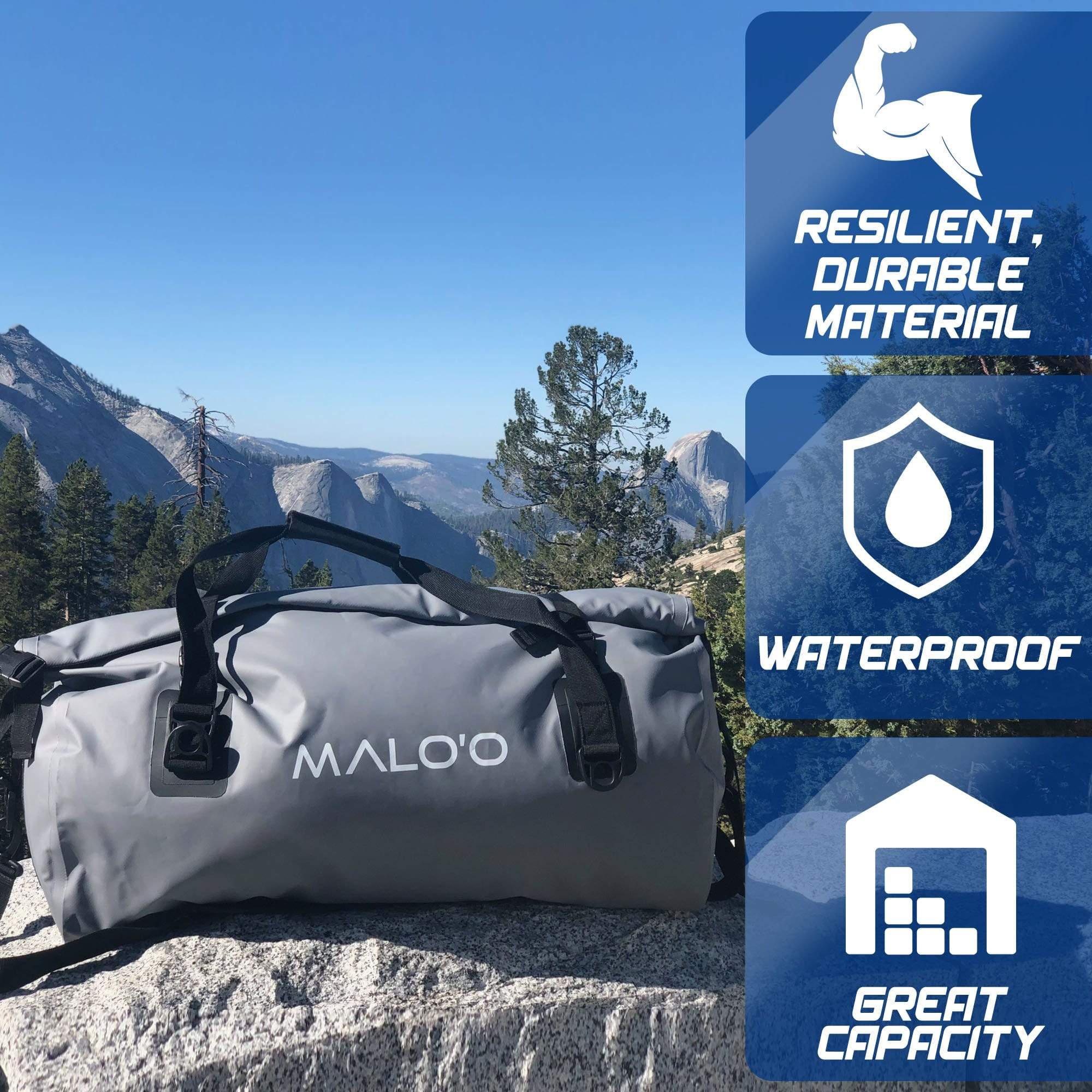 DryPack 40 - 60 - 100 Liter Waterproof Roll - Top Duffle Bag - Malo'o Racks