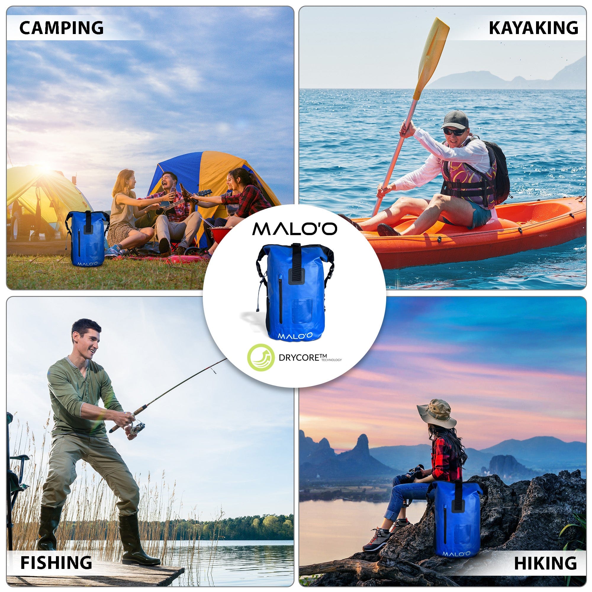 Malo'o 45L Waterproof Heavy Duty Backpack Dry Bags for Kayaking, Camping,  Fishing, Hiking Daypack - Beach Accessories, Boat accessories, and Travel
