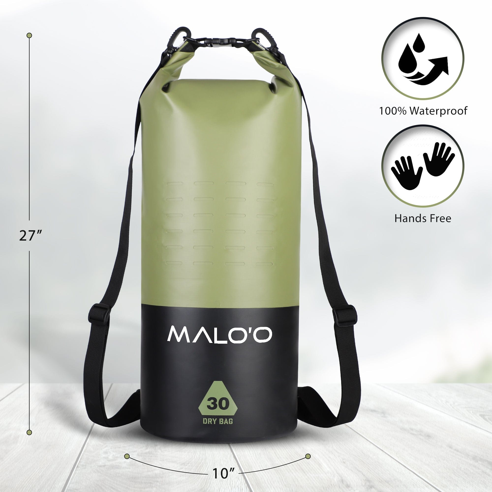 Malo'o Drypack Waterproof Backpack - 30L Dark Green